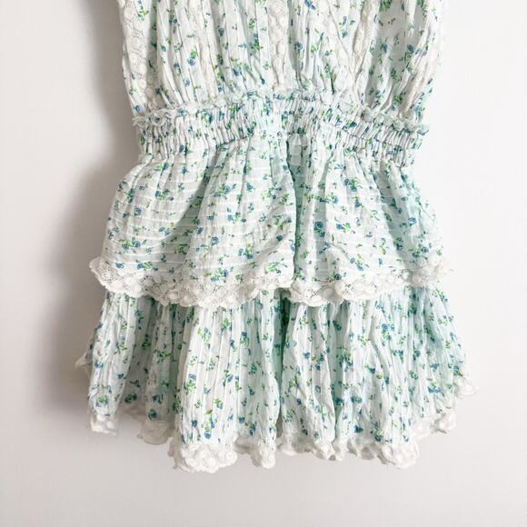 LOVESHACKFANCY Carlo Ruffle Lace Mini Dress Bonnet Blue XS - Picture 5 of 10